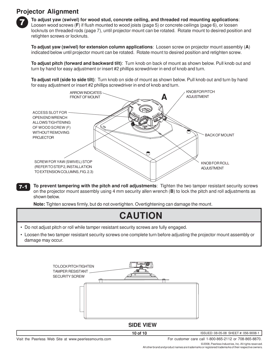 NEC NP600CM manual Projector Alignment, Side View 