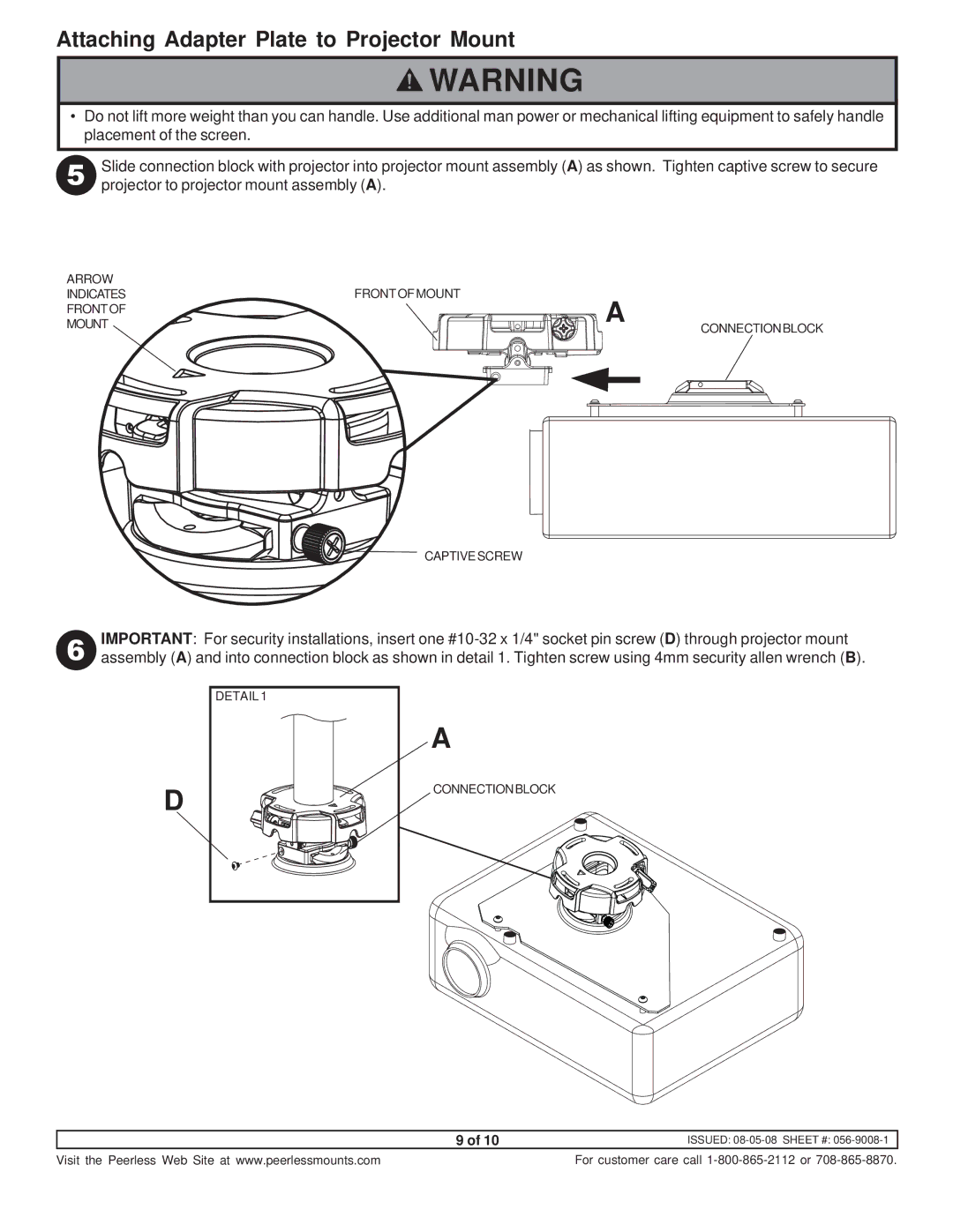 NEC NP600CM manual Attaching Adapter Plate to Projector Mount 