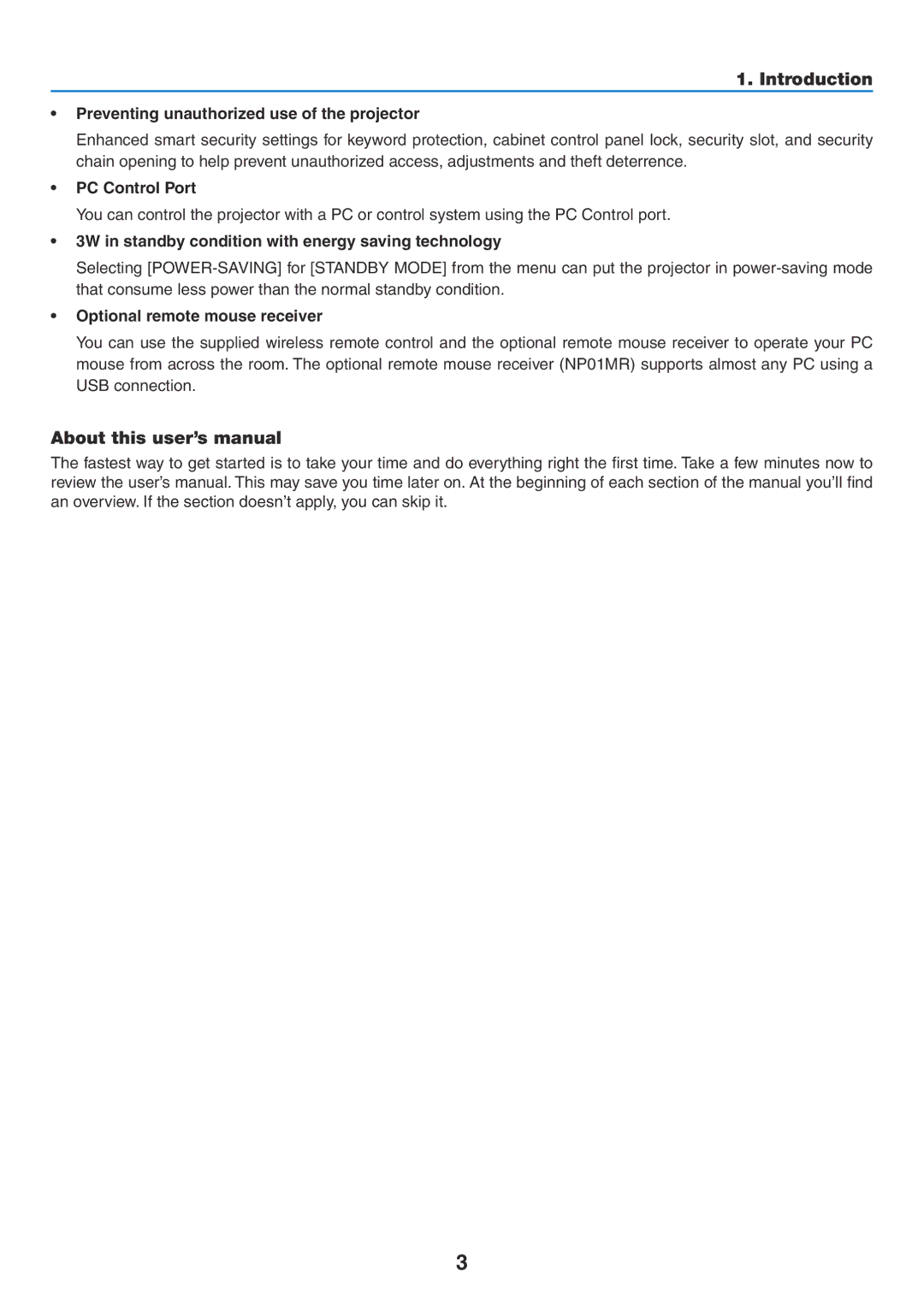 NEC NP500G, NP600G, NP500WG, NP400 About this user’s manual, Preventing unauthorized use of the projector, PC Control Port 