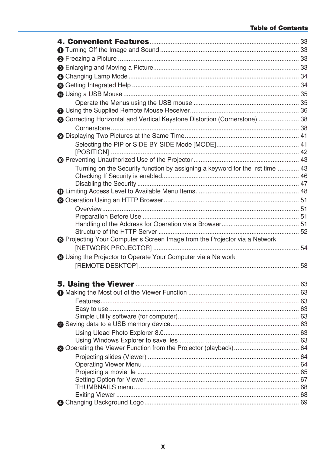 NEC NP901W user manual Table of Contents 