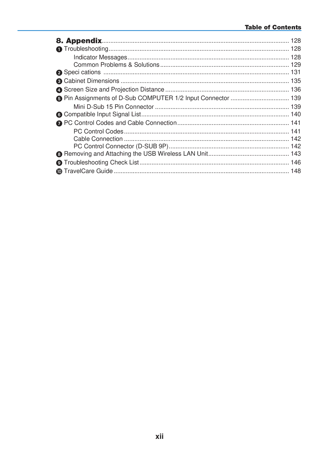 NEC NP901W user manual Xii 