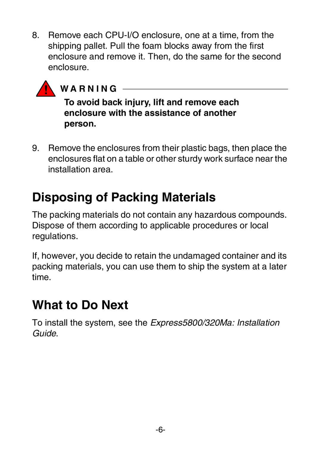 NEC NR579-02, 320Ma manual Disposing of Packing Materials, What to Do Next 