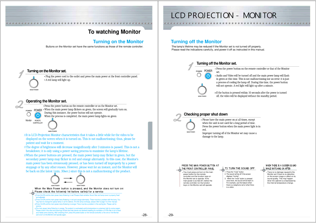 NEC NRP-60LCD1 instruction manual Turning on the Monitor, Turning off the Monitor 