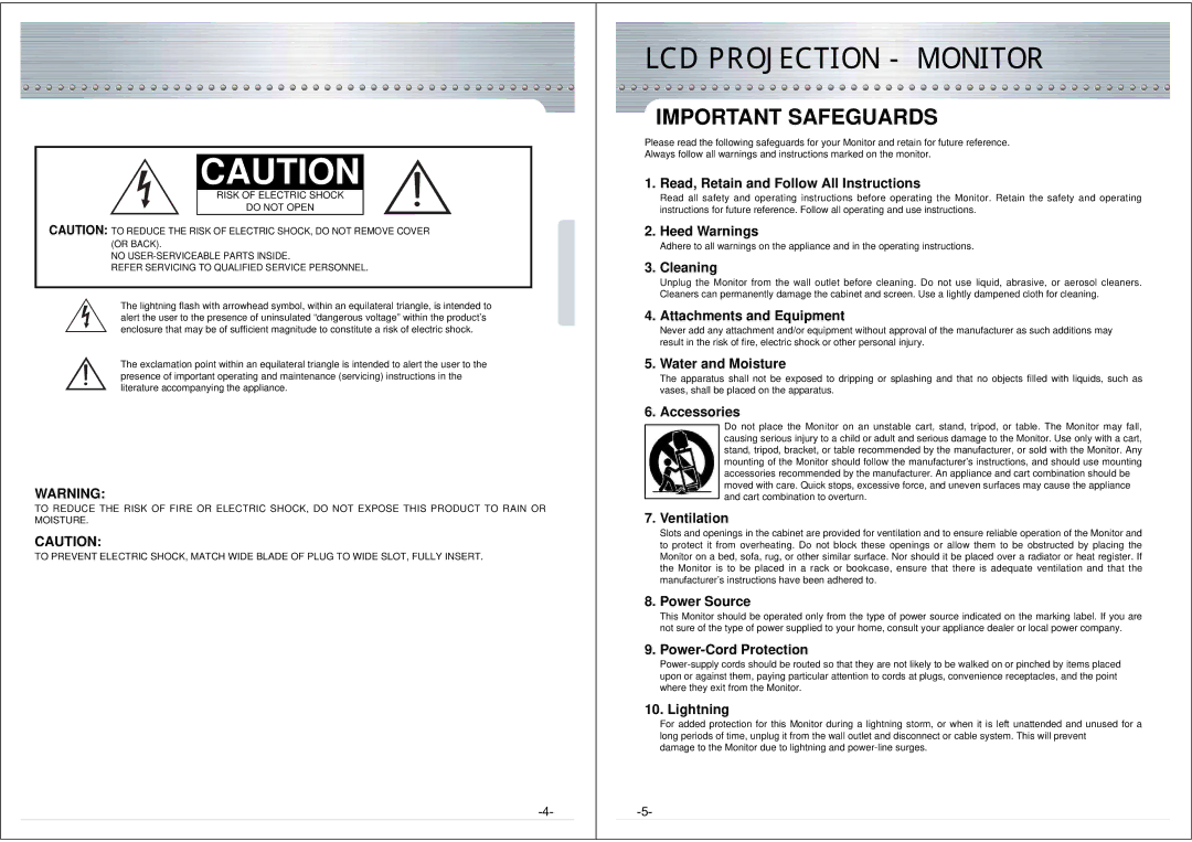 NEC NRP-60LCD1 instruction manual Important Safeguards 