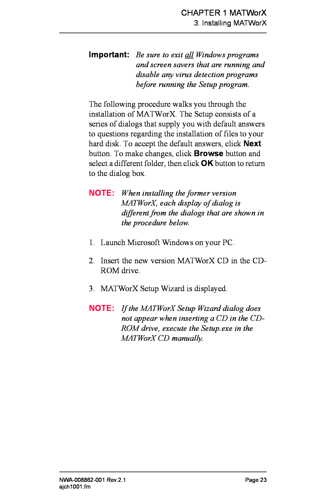NEC NWA-008862-001 manual MATWorX 
