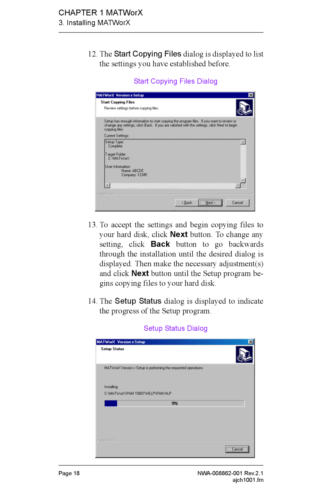 NEC NWA-008862-001 manual Start Copying Files Dialog 