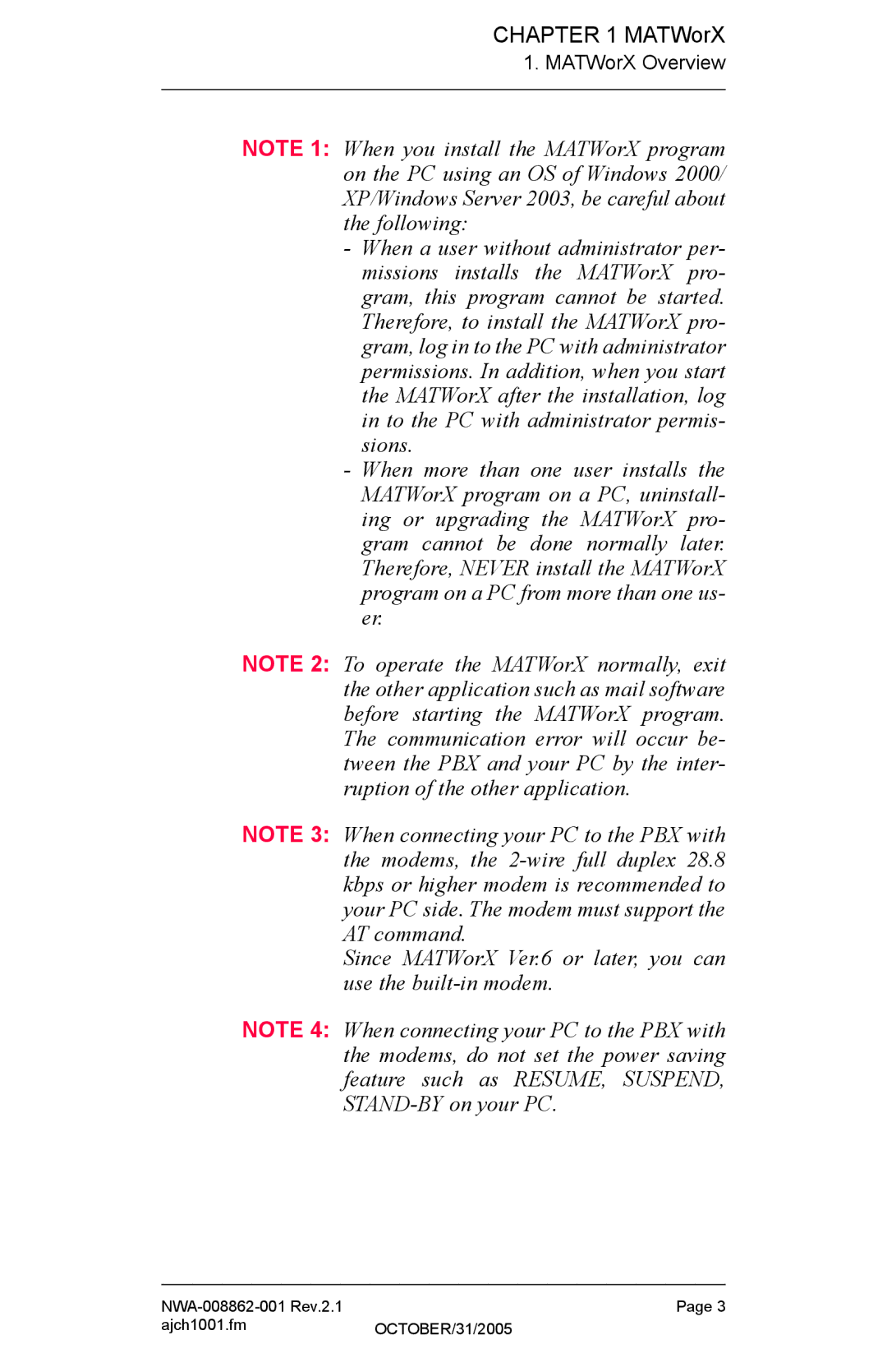 NEC manual NWA-008862-001 Rev.2.1 Ajch1001.fm OCTOBER/31/2005 