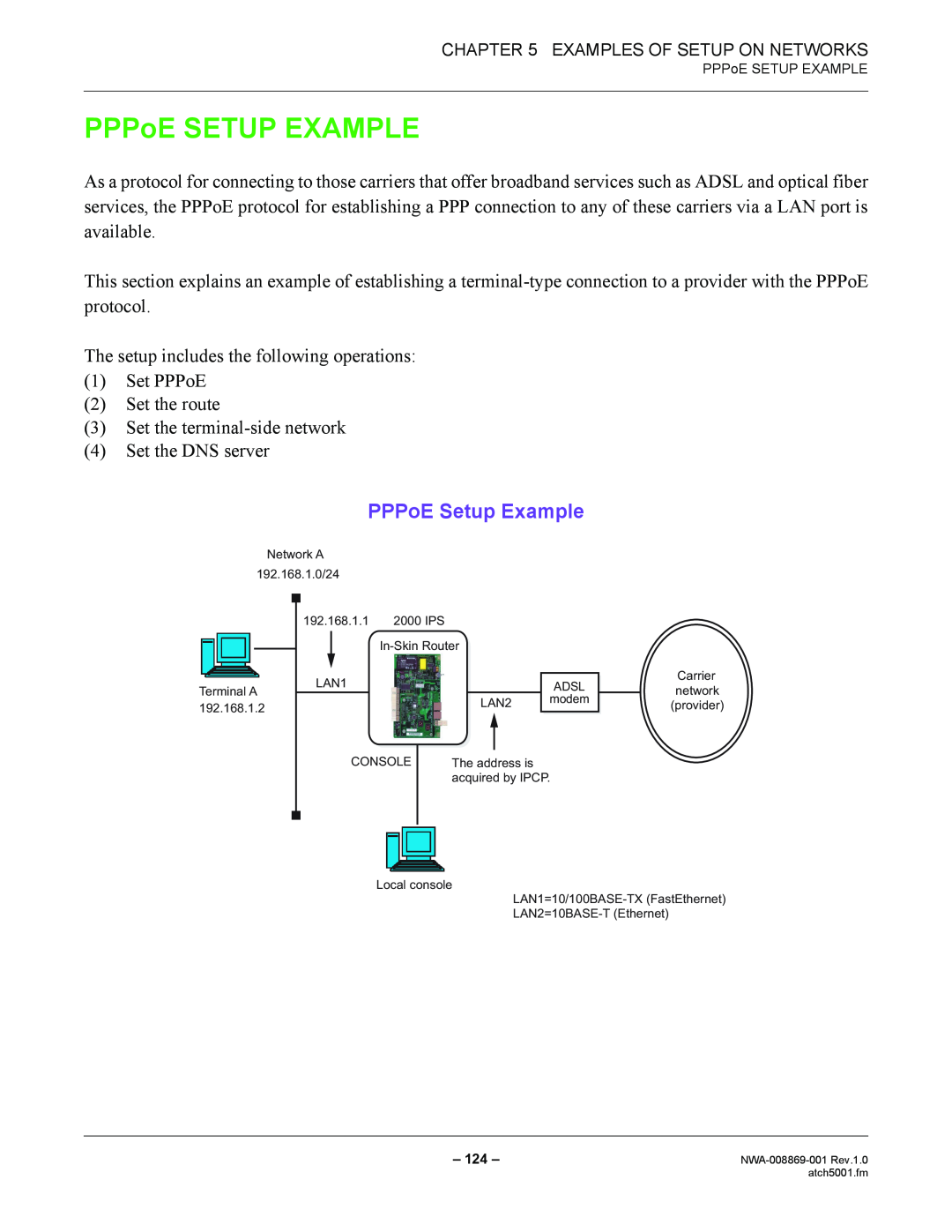 NEC NWA-008869-001 manual PPPoE SETUP EXAMPLE, PPPoE Setup Example 
