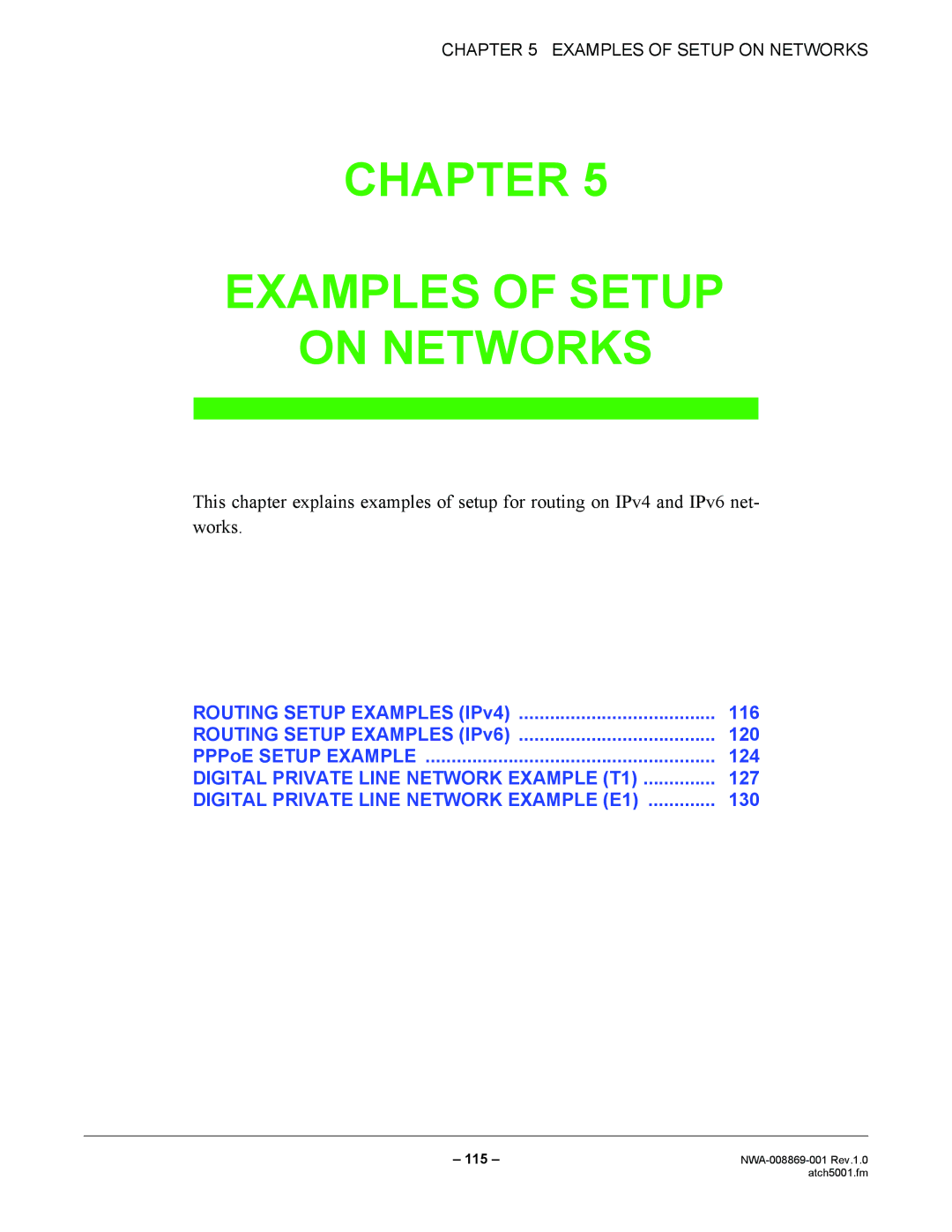 NEC NWA-008869-001 manual Chapter Examples of Setup On Networks 