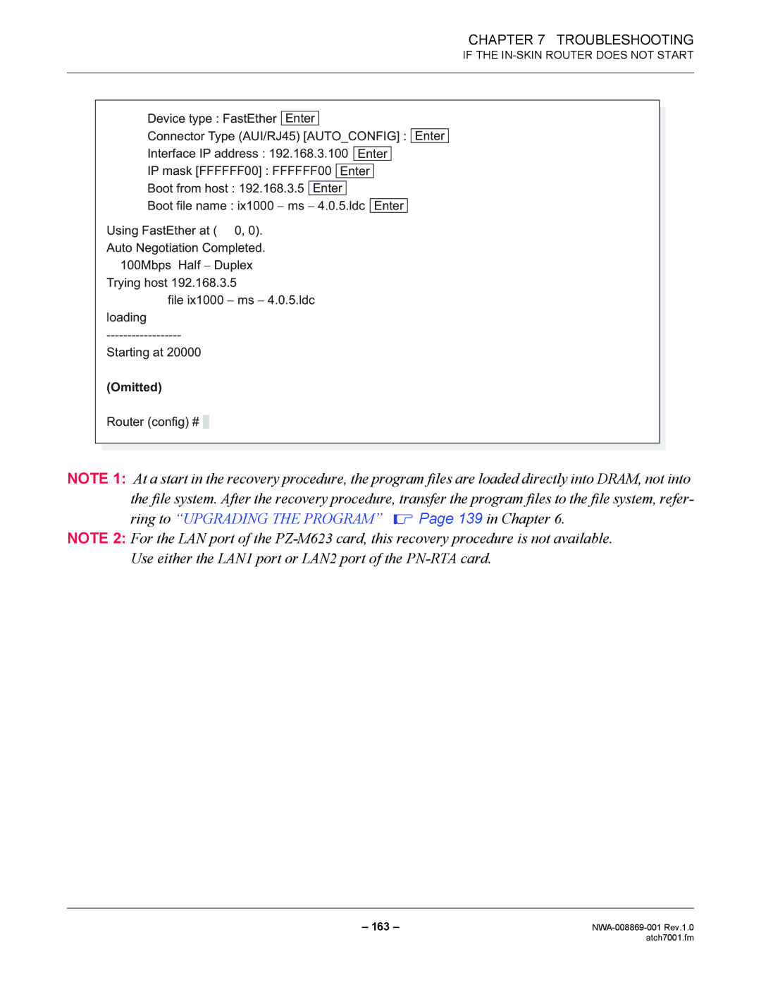 NEC NWA-008869-001 manual Use either the LAN1 port or LAN2 port of the PN-RTA card 