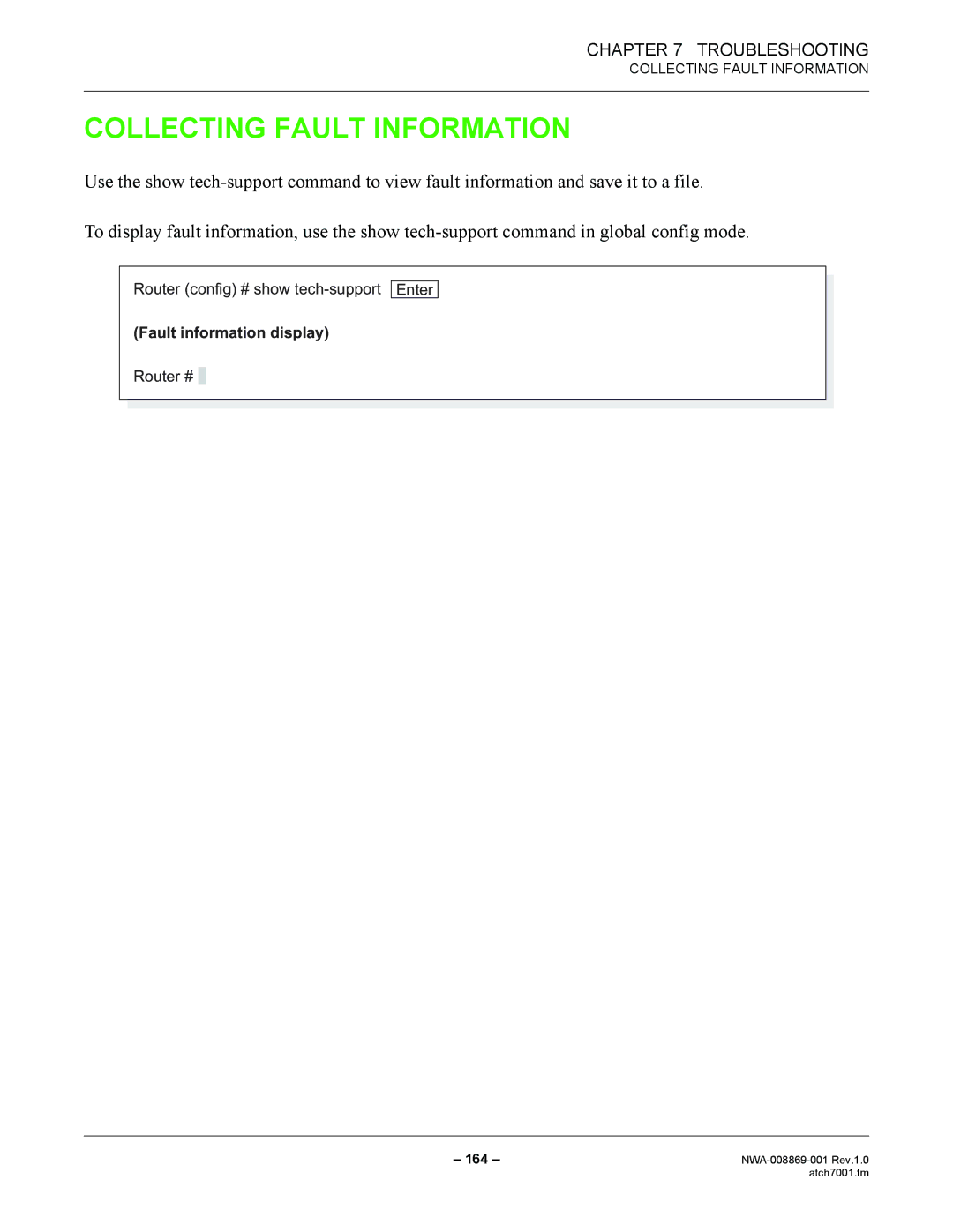 NEC NWA-008869-001 manual Collecting Fault Information 