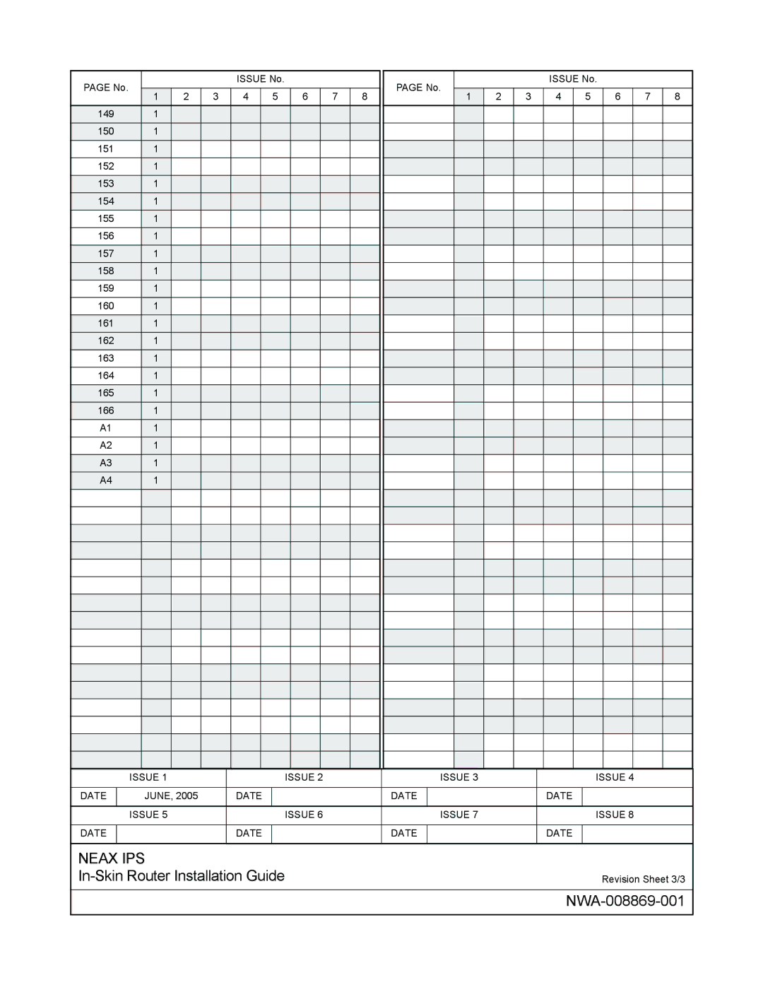 NEC NWA-008869-001 manual Revision Sheet 3/3 