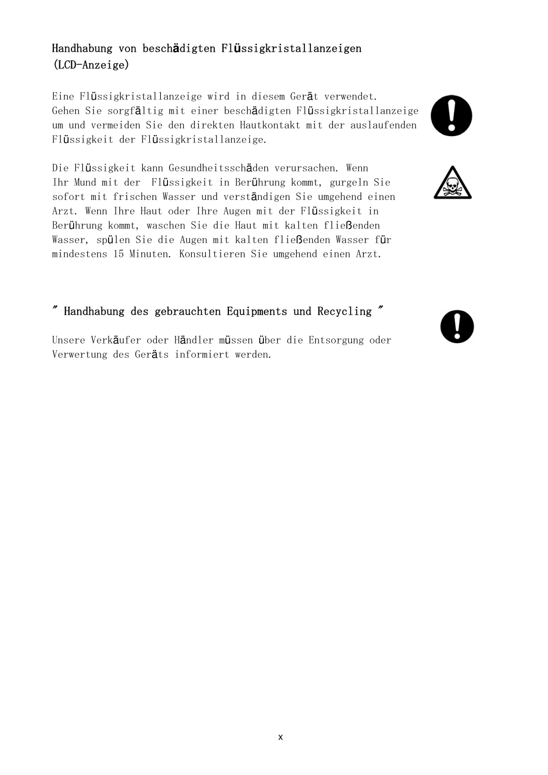 NEC NX7700i/5080H-32, NX7700i/5040H-32, TX7/i9610 operation manual Handhabung des gebrauchten Equipments und Recycling 