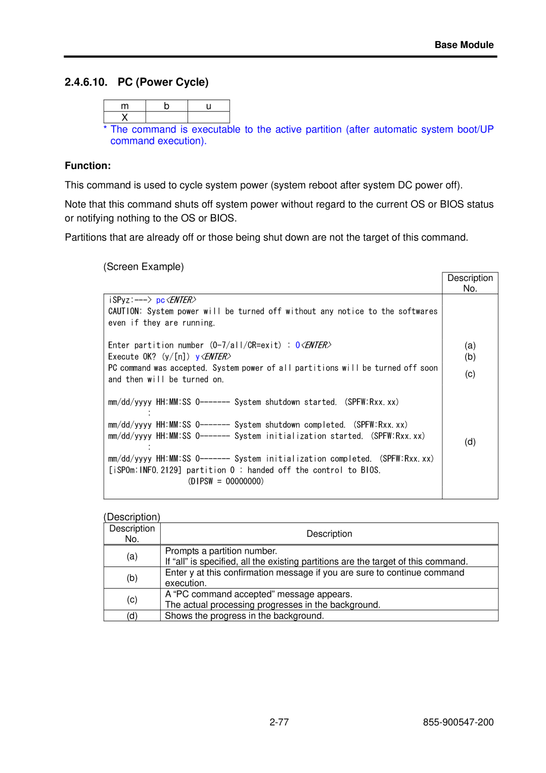 NEC NX7700i/5080H-32, NX7700i/5040H-32, TX7/i9610 operation manual PC Power Cycle 