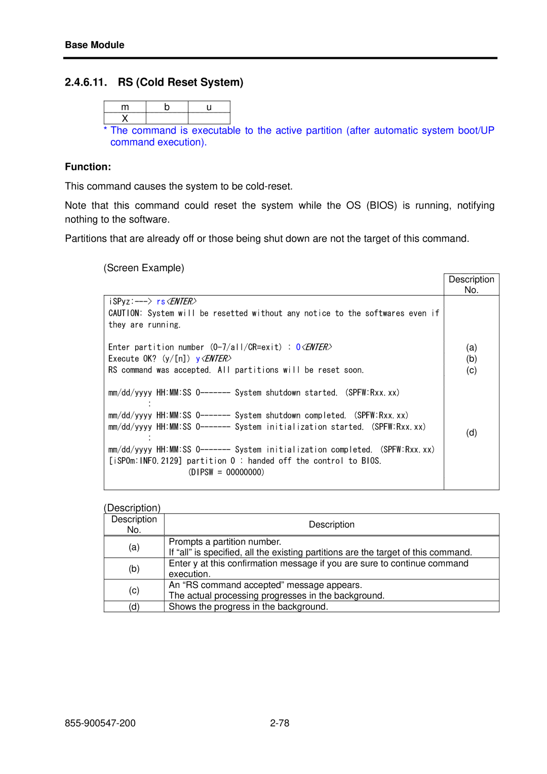 NEC NX7700i/5040H-32, TX7/i9610, NX7700i/5080H-32 operation manual RS Cold Reset System 