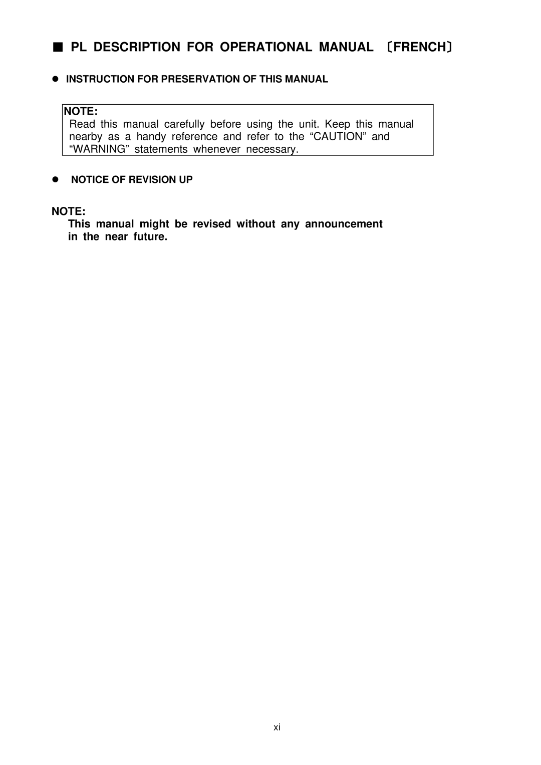 NEC NX7700i/5040H-32, TX7/i9610, NX7700i/5080H-32 operation manual PL Description for Operational Manual 〔FRENCH〕 