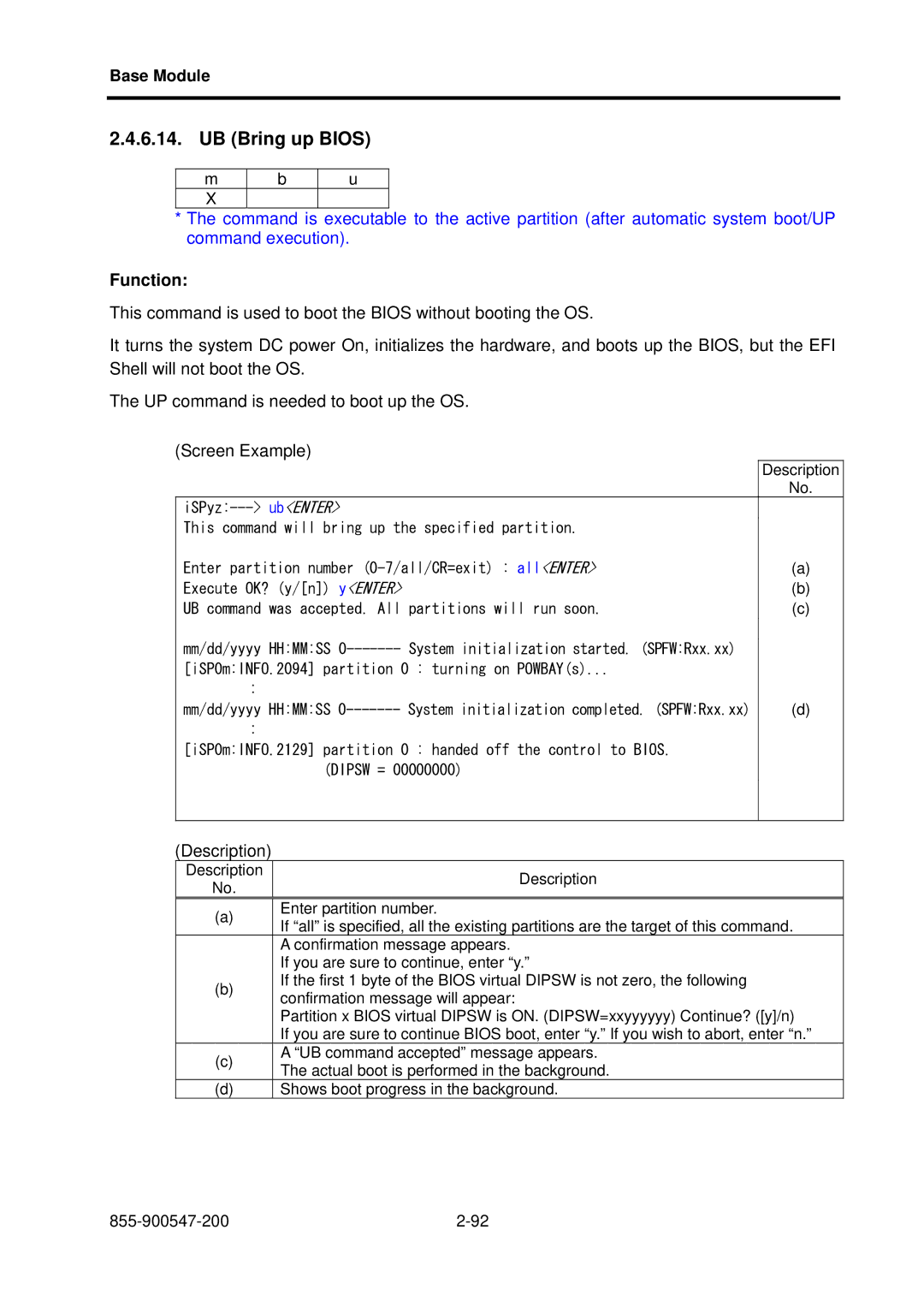 NEC NX7700i/5080H-32, NX7700i/5040H-32, TX7/i9610 operation manual UB Bring up Bios 