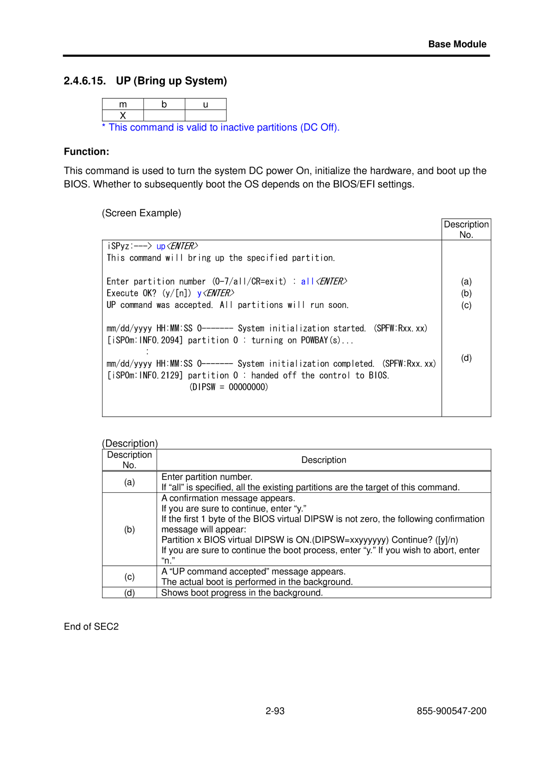 NEC NX7700i/5040H-32, TX7/i9610, NX7700i/5080H-32 operation manual UP Bring up System 