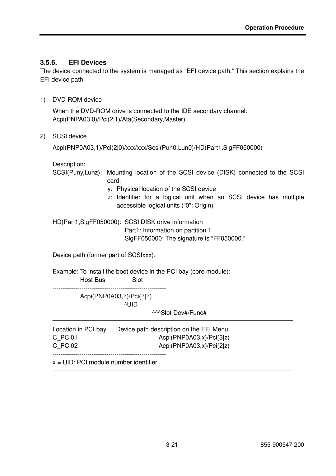 NEC NX7700i/5040H-32, TX7/i9610, NX7700i/5080H-32 operation manual EFI Devices 