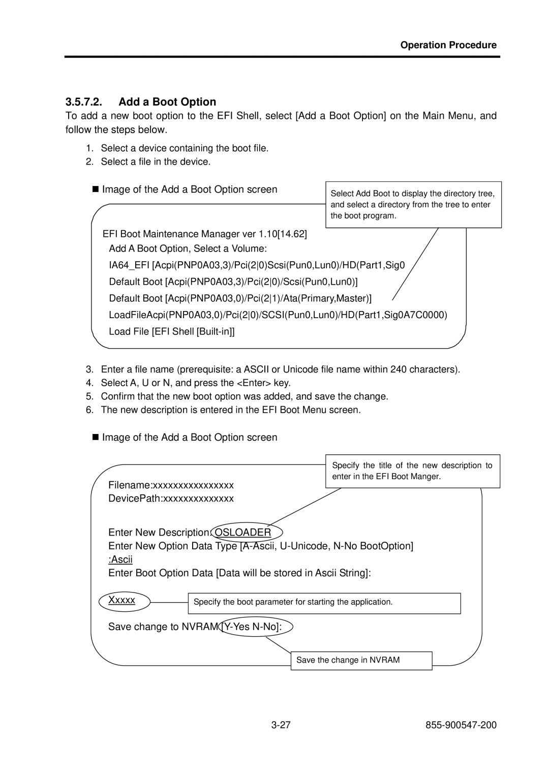 NEC NX7700i/5040H-32, TX7/i9610, NX7700i/5080H-32 operation manual „ Image of the Add a Boot Option screen 