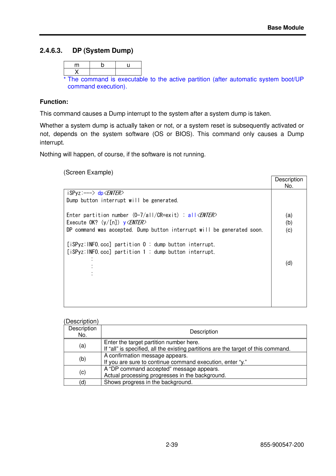 NEC NX7700i/5040H-32, TX7/i9610, NX7700i/5080H-32 operation manual DP System Dump 