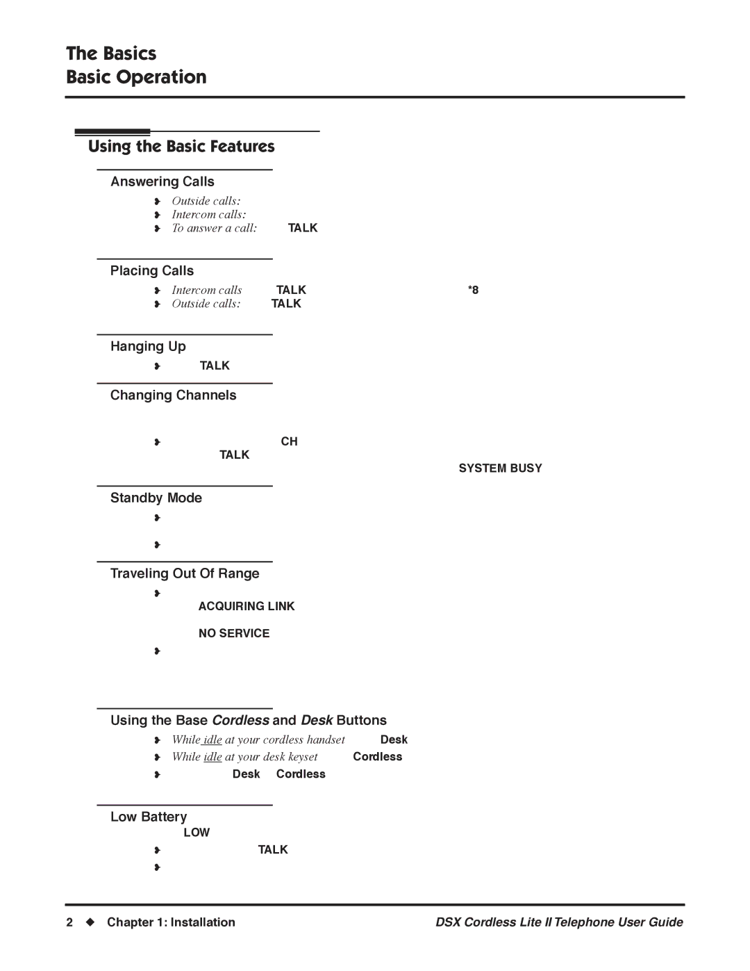 NEC P, N 1093092 manual Basics Basic Operation, Using the Basic Features, Installation 