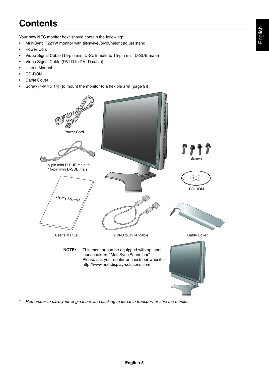 NEC P221W user manual Contents 