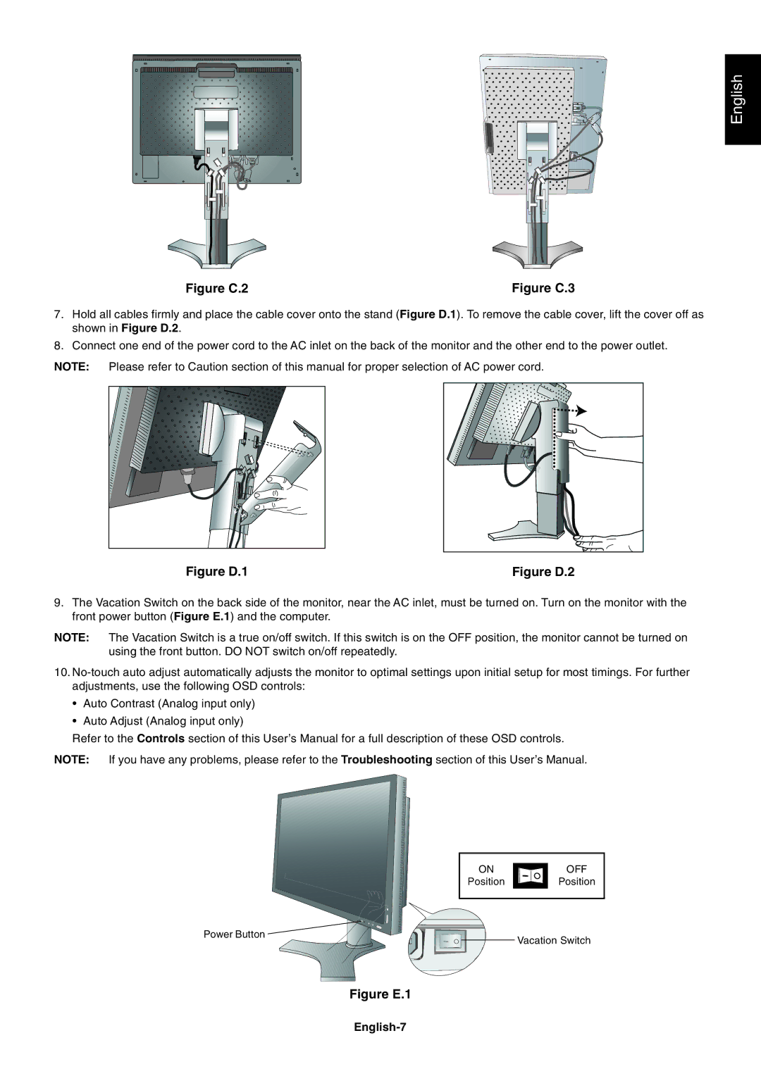 NEC P221W user manual Figure C.2, English-7 