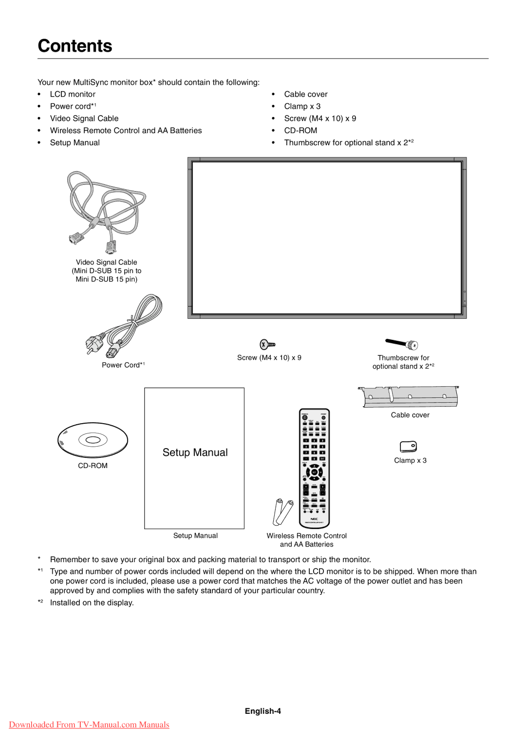 NEC P461, P401, P521 user manual Contents 