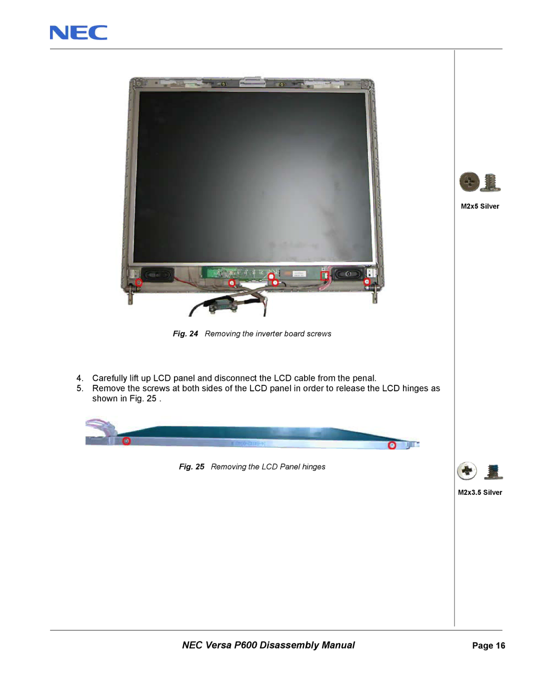 NEC P600 manual Removing the inverter board screws 