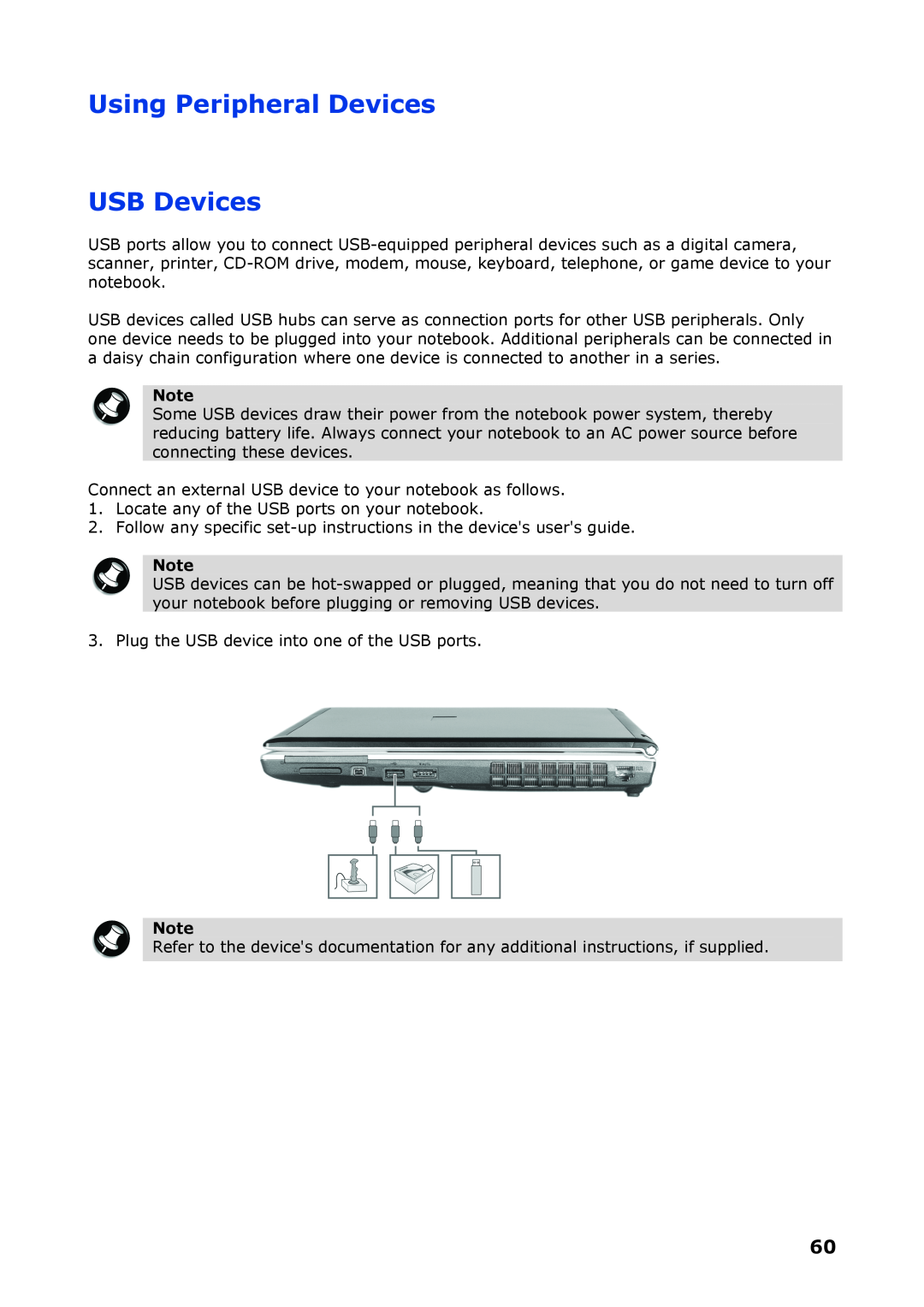 NEC P8510 manual Using Peripheral Devices USB Devices 