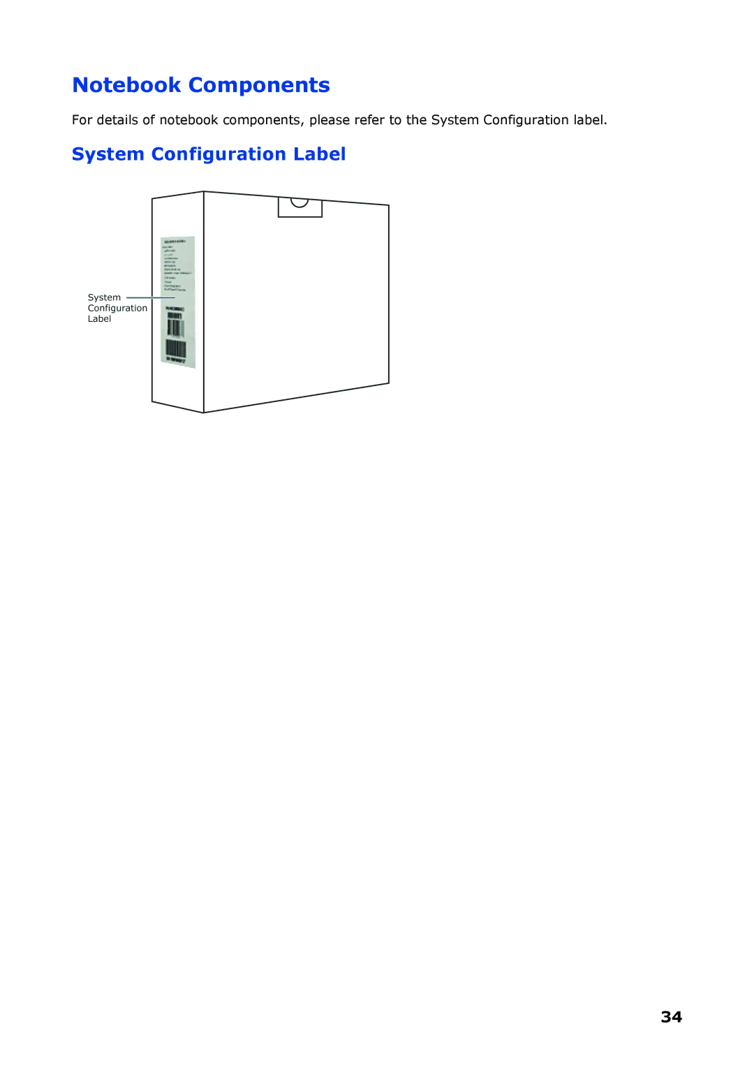 NEC P8510 manual System Configuration Label 