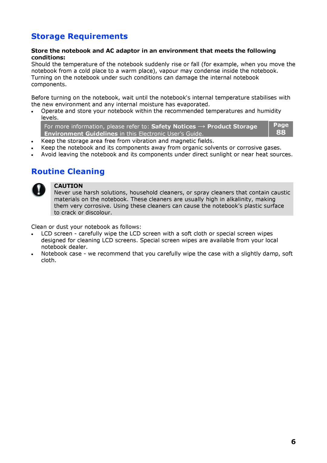 NEC P8510 manual Storage Requirements, Routine Cleaning 