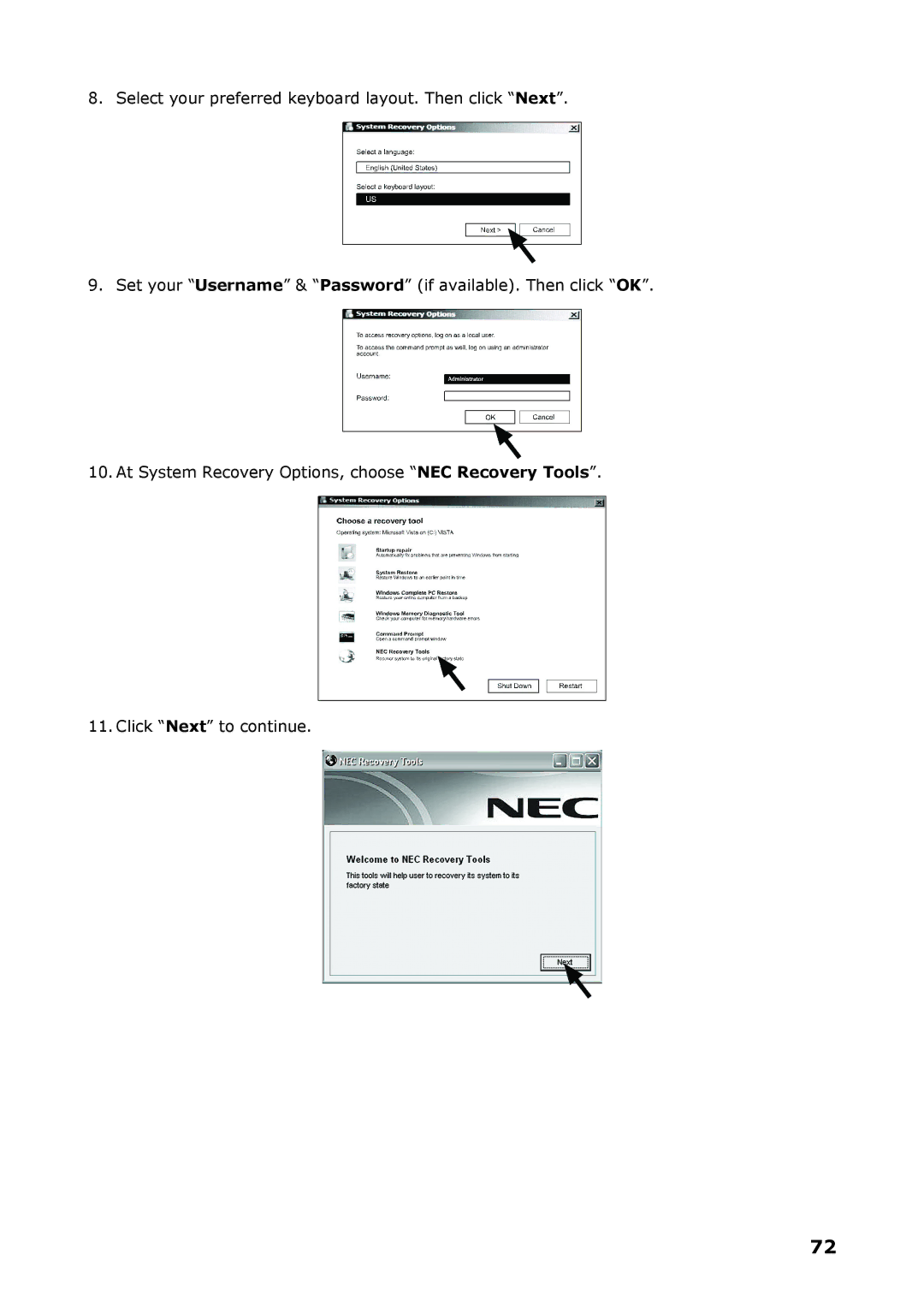 NEC P8510 manual 