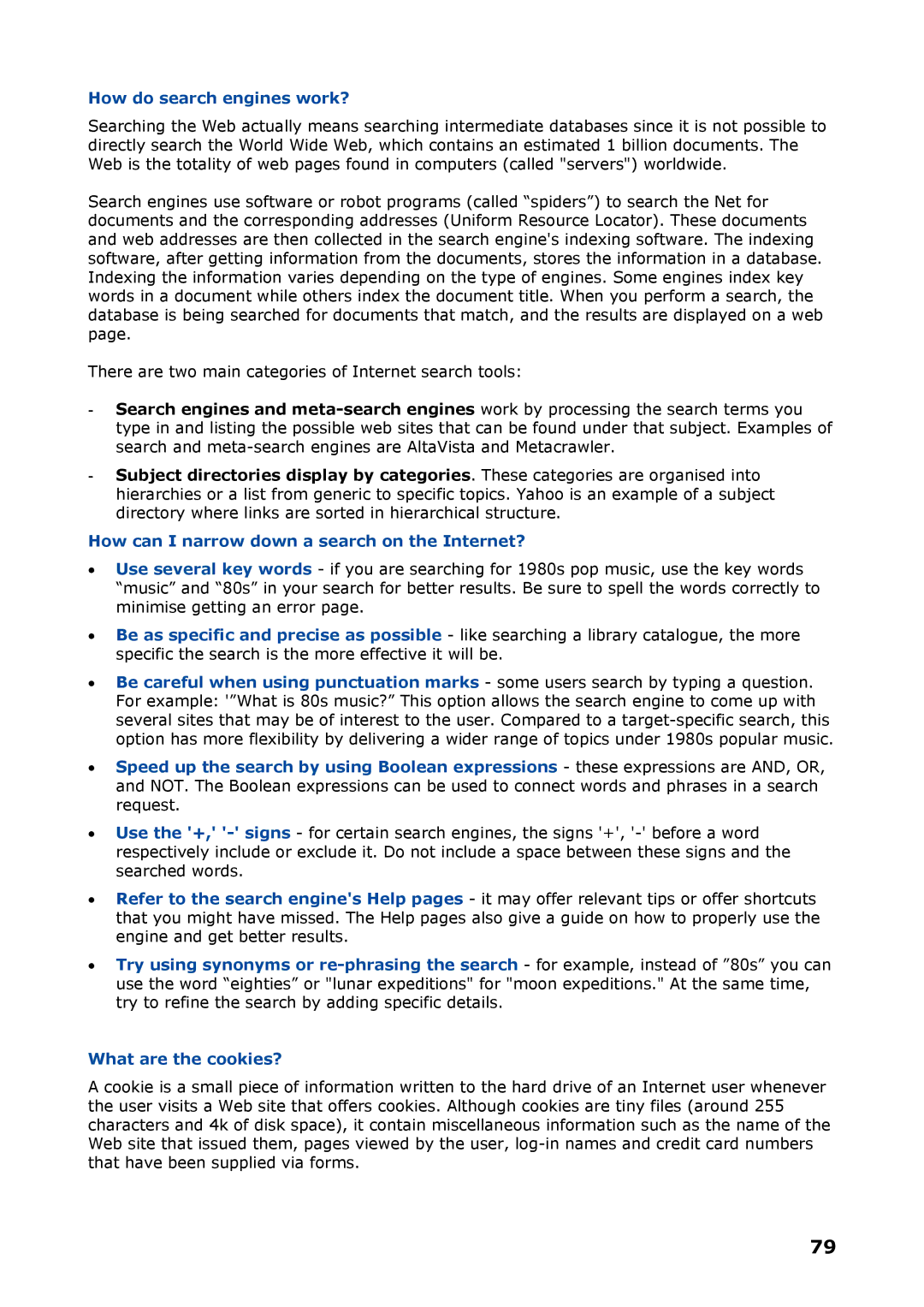 NEC P8510 manual How do search engines work?, How can I narrow down a search on the Internet? 