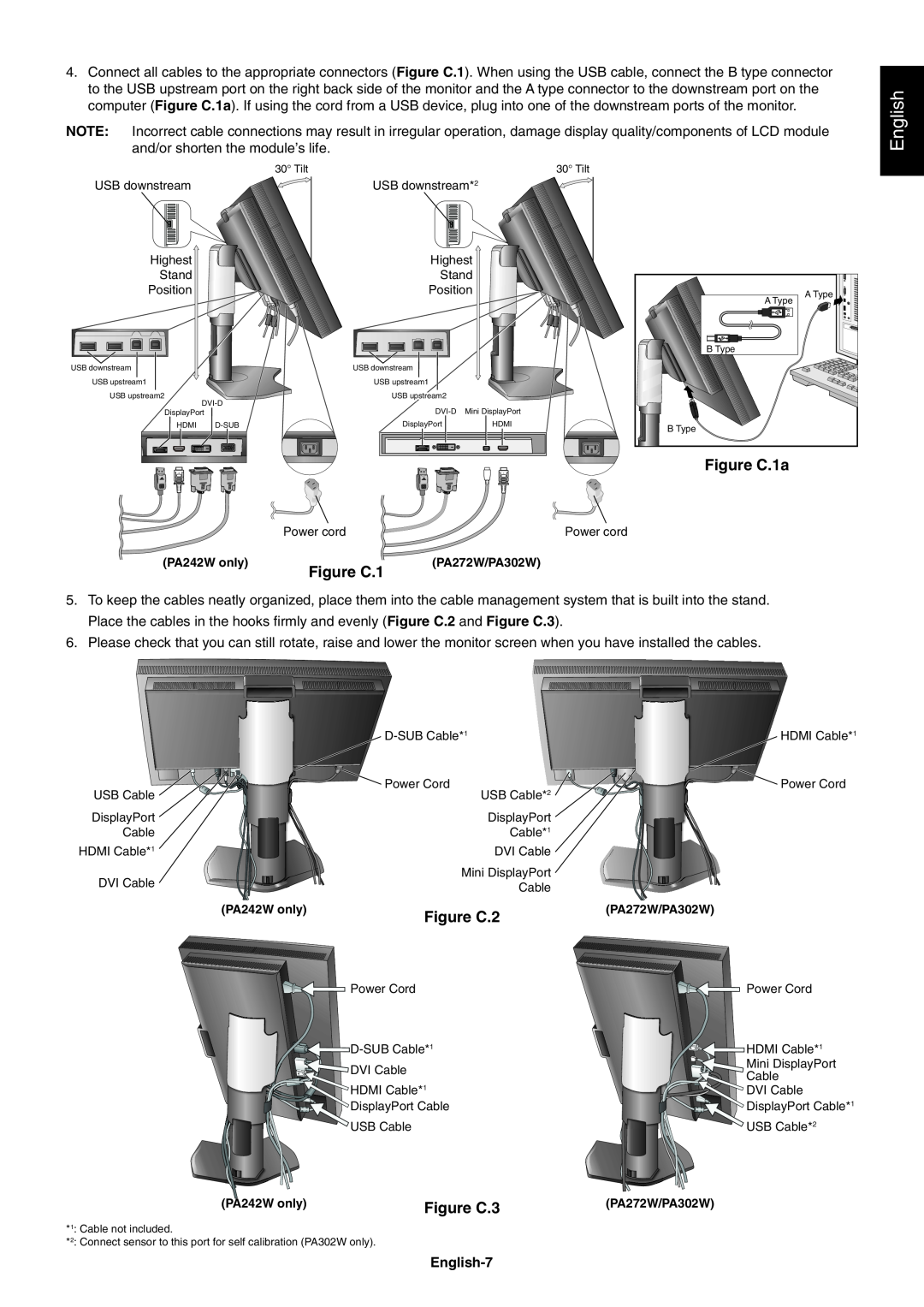 NEC PA242W user manual Figure C.1a, Figure C.2, Figure C.3, English-7 