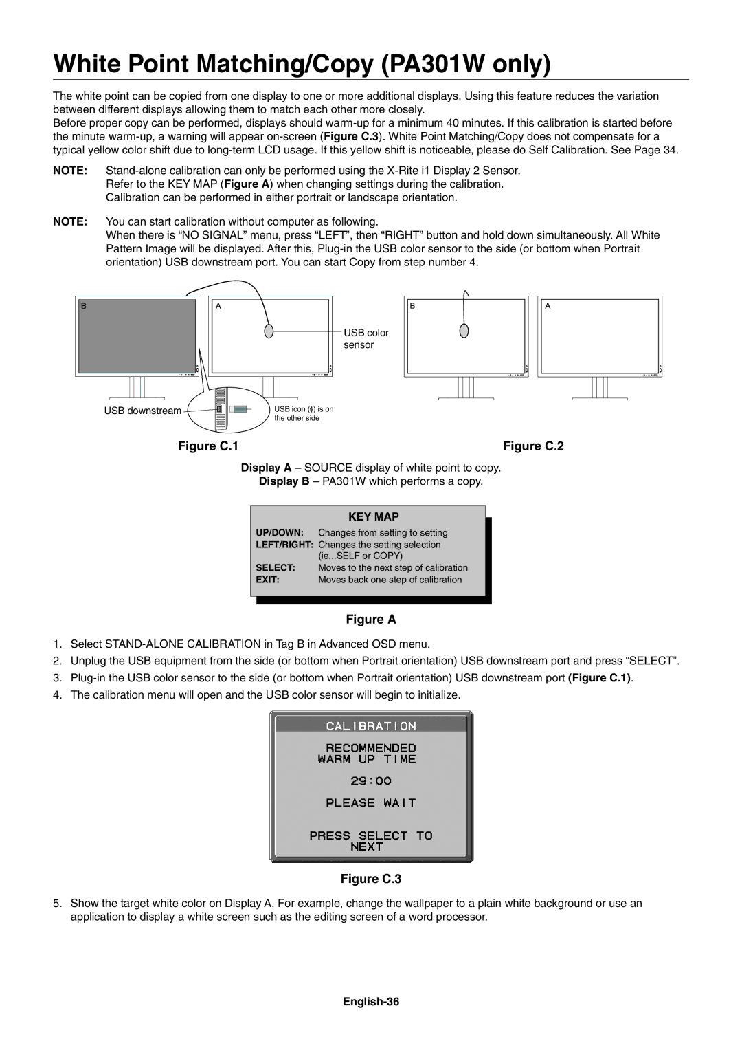 NEC PA231W user manual White Point Matching/Copy PA301W only, English-36 