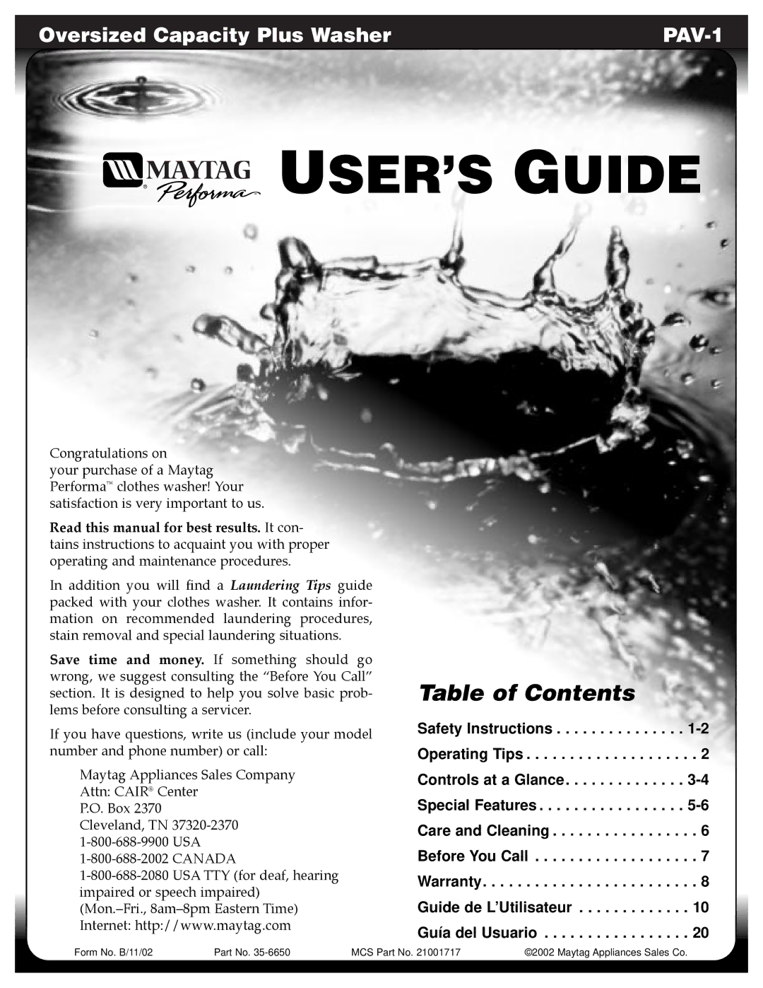 NEC PAV-1 warranty USER’S Guide 