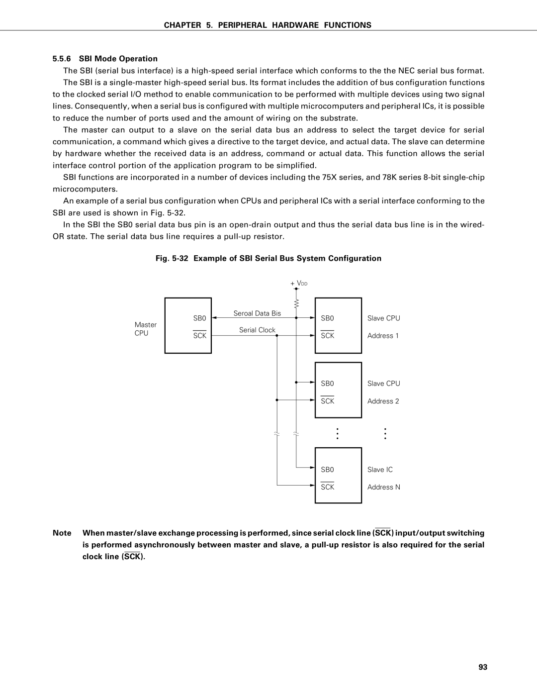 NEC PD75P402, PD75402A user manual SBI Mode Operation, + Vdd, CPU SB0 SCK 