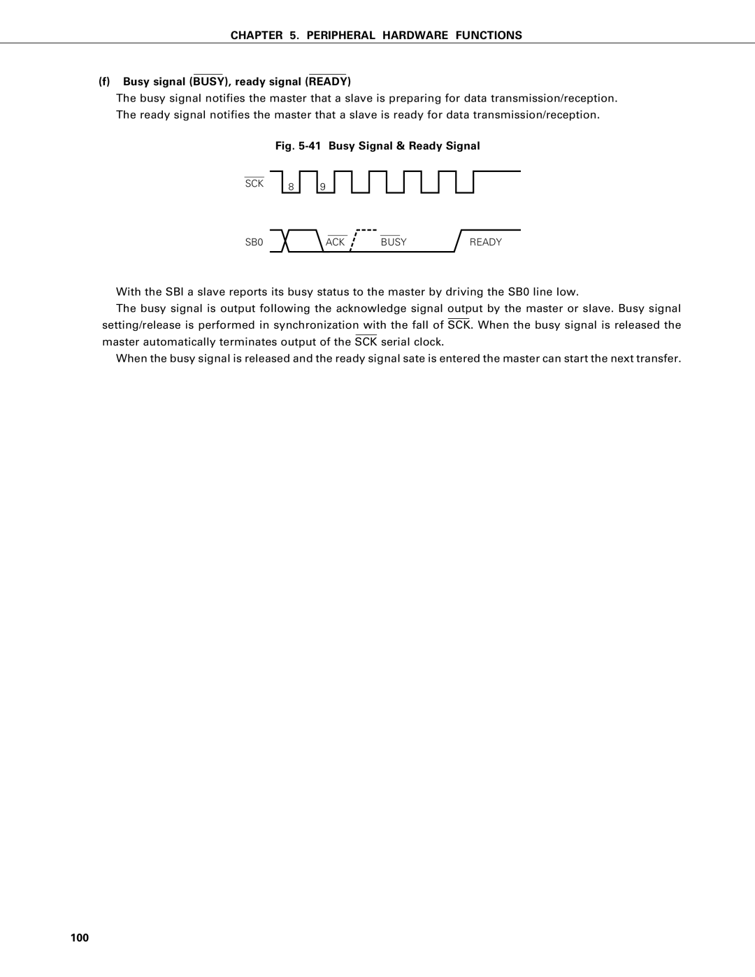 NEC PD75402A, PD75P402 user manual Busy signal BUSY, ready signal Ready, 100, SCK SB0 ACK Busy 