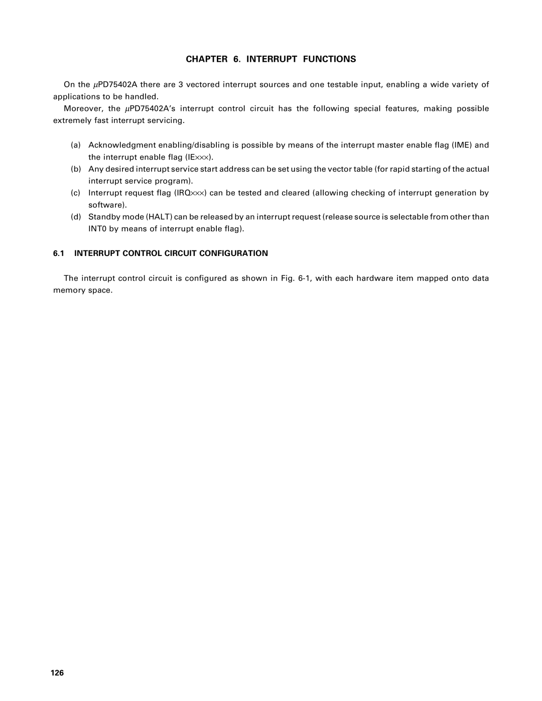 NEC PD75402A, PD75P402 user manual Interrupt Functions 