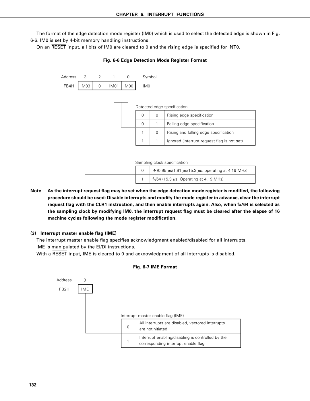 NEC PD75402A, PD75P402 user manual Interrupt master enable flag IME, 132, FB4H IM03, FB2H 