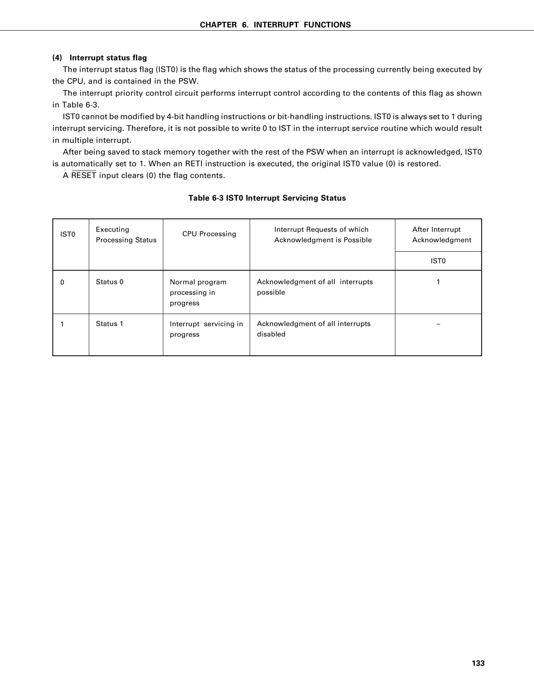 NEC PD75P402, PD75402A user manual Interrupt status flag, IST0 Interrupt Servicing Status, 133 