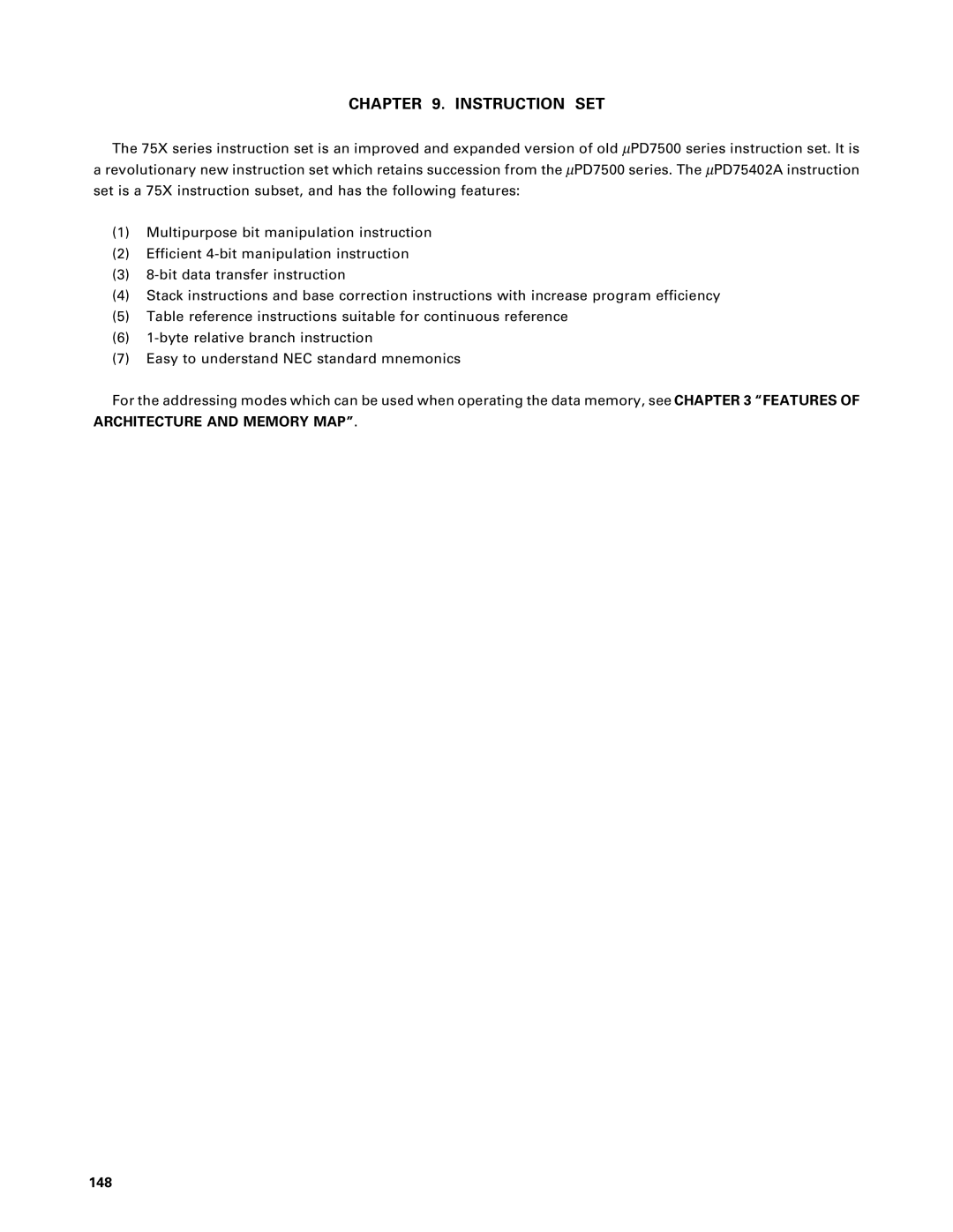 NEC PD75402A, PD75P402 user manual Architecture and Memory MAP, 148 