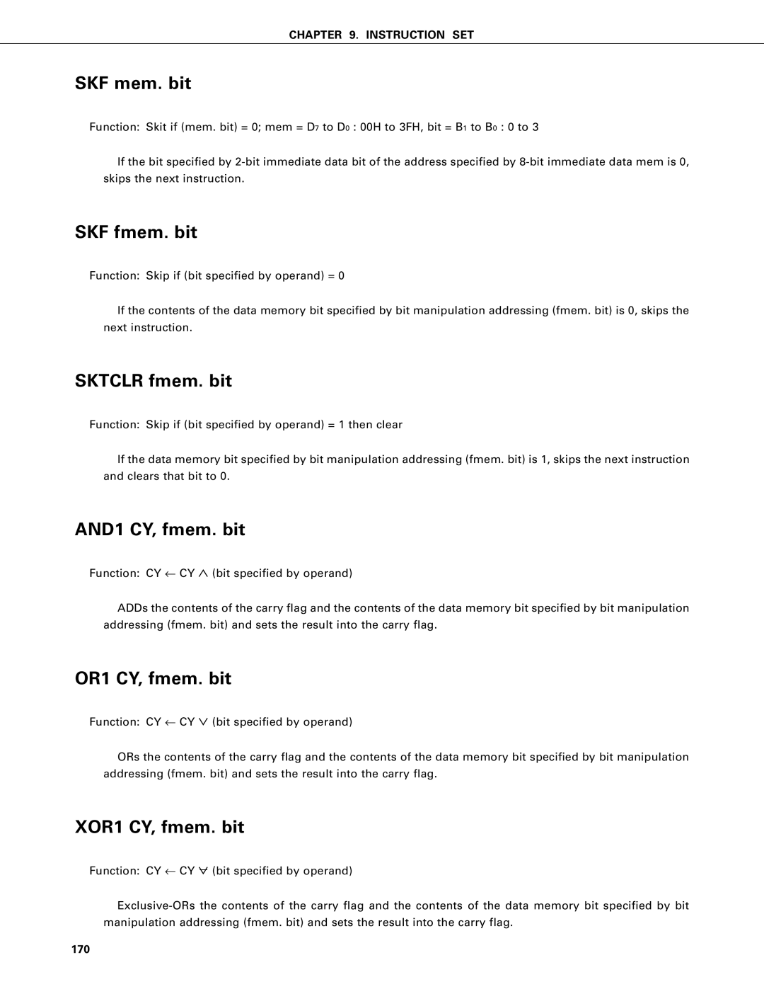 NEC PD75402A, PD75P402 user manual SKF mem. bit, 170 