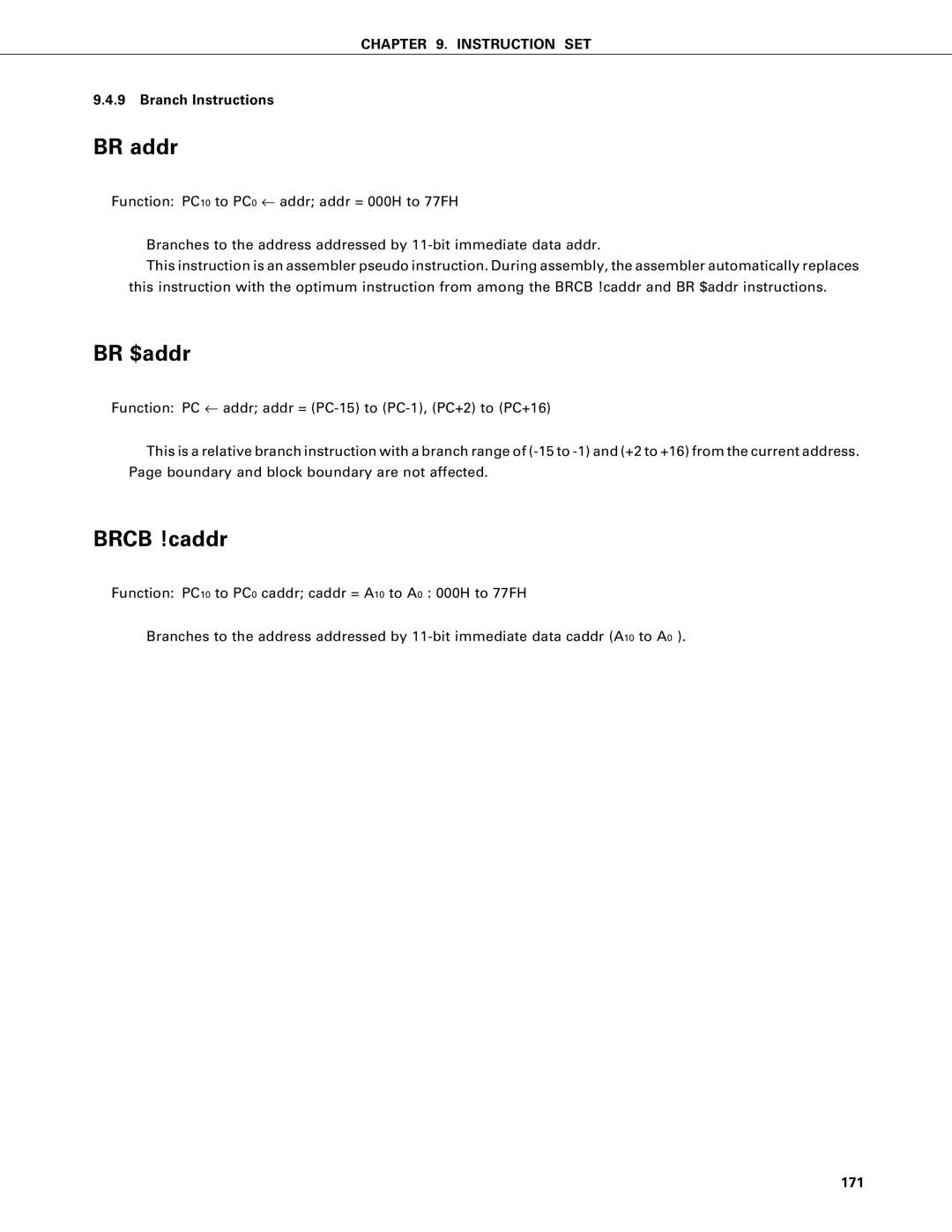 NEC PD75P402, PD75402A user manual BR addr, 171 