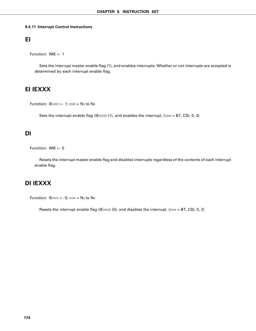 NEC PD75402A, PD75P402 user manual Interrupt Control Instructions, 174 