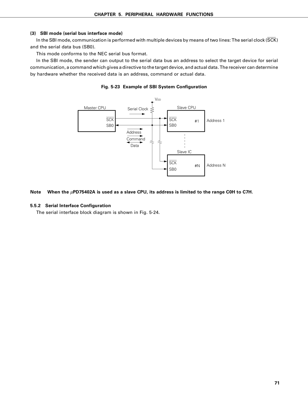 NEC PD75P402, PD75402A user manual SBI mode serial bus interface mode, Serial Interface Configuration 