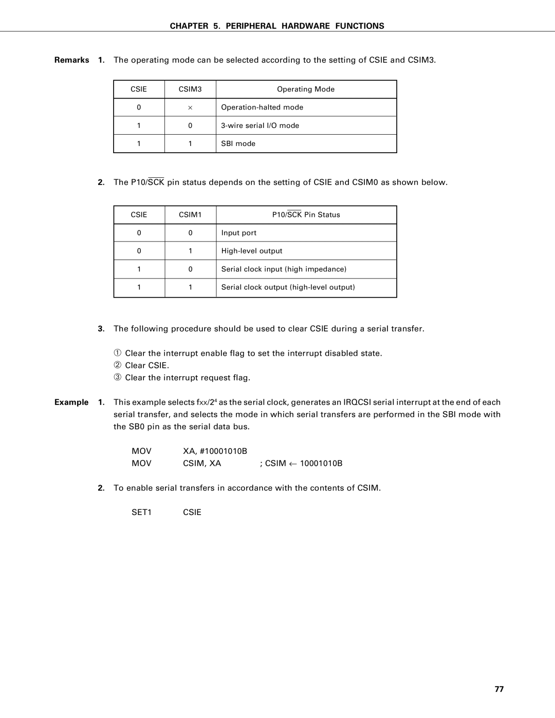 NEC PD75P402, PD75402A user manual Mov Csim, Xa, SET1 Csie, Csie CSIM3, Csie CSIM1 