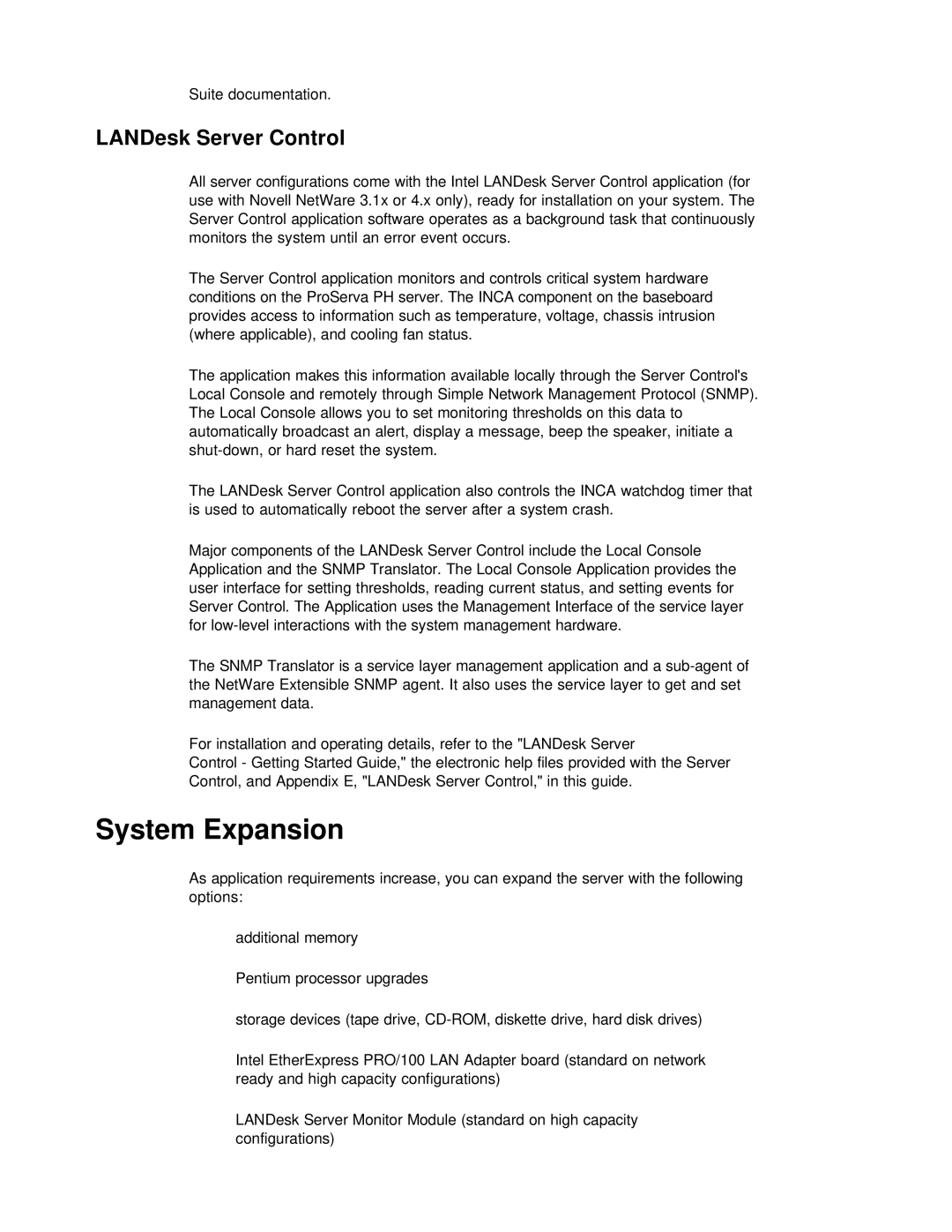 NEC PH133 manual System Expansion, LANDesk Server Control 